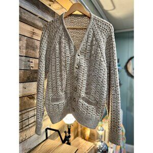 Vintage 80's Wool Beige Button Up Kambern Cardigan LG